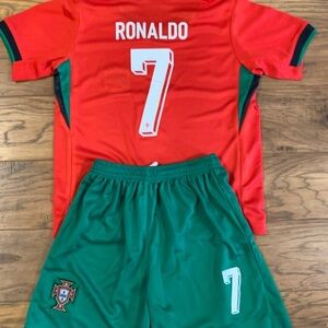 Ronaldo Portugal 7 Youth Large Size 28 Home Kids Soccer Jersey Kit Youth Futbol